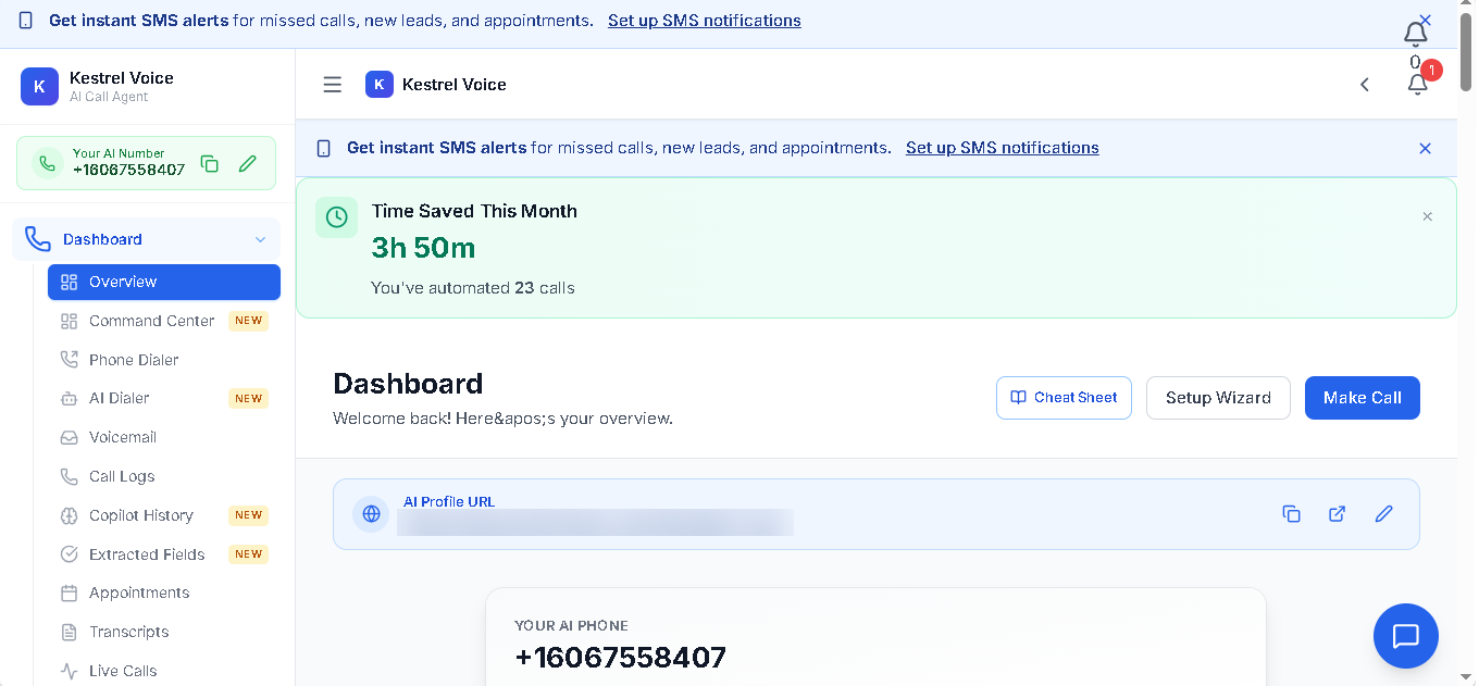 Kestrel Voice - AI Receptionist screenshot 1