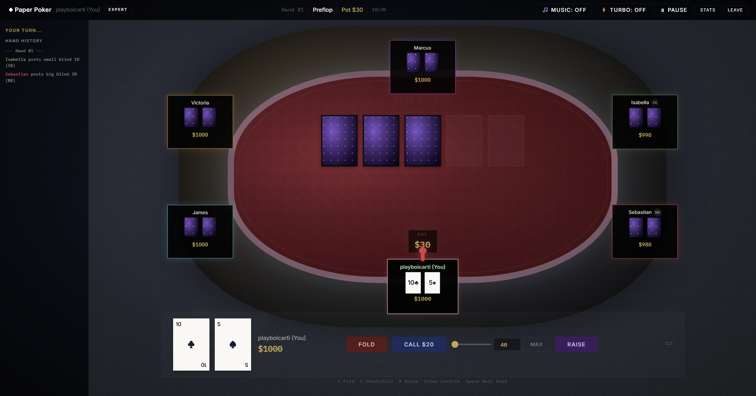 PaperPoker screenshot 1