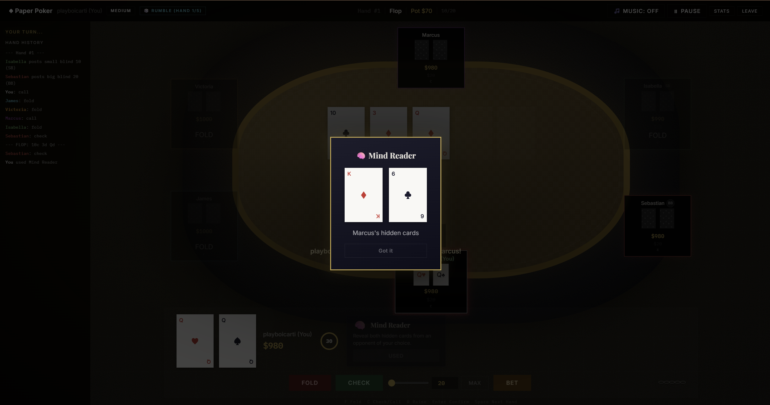 PaperPoker screenshot 2