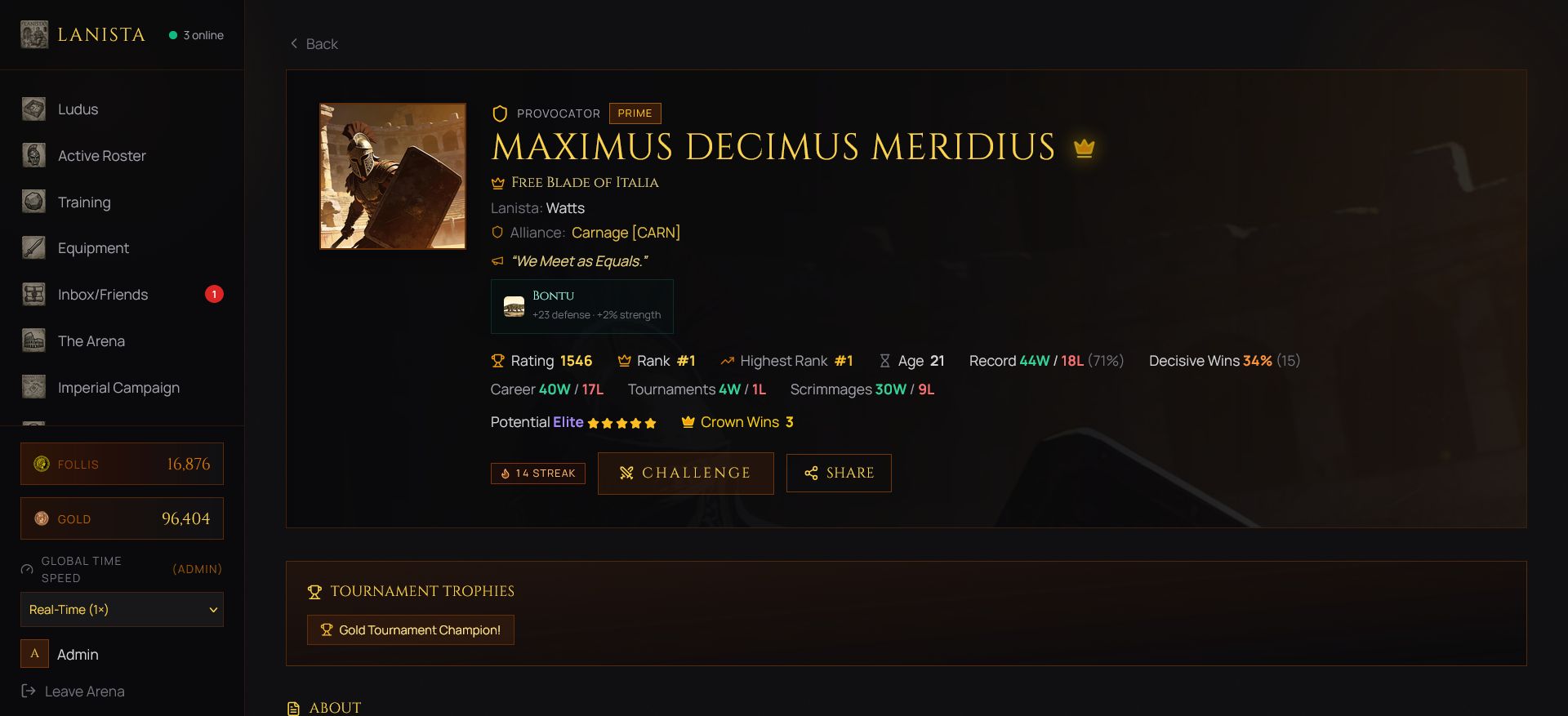 Lanista-Online Gladiator Manager screenshot 5