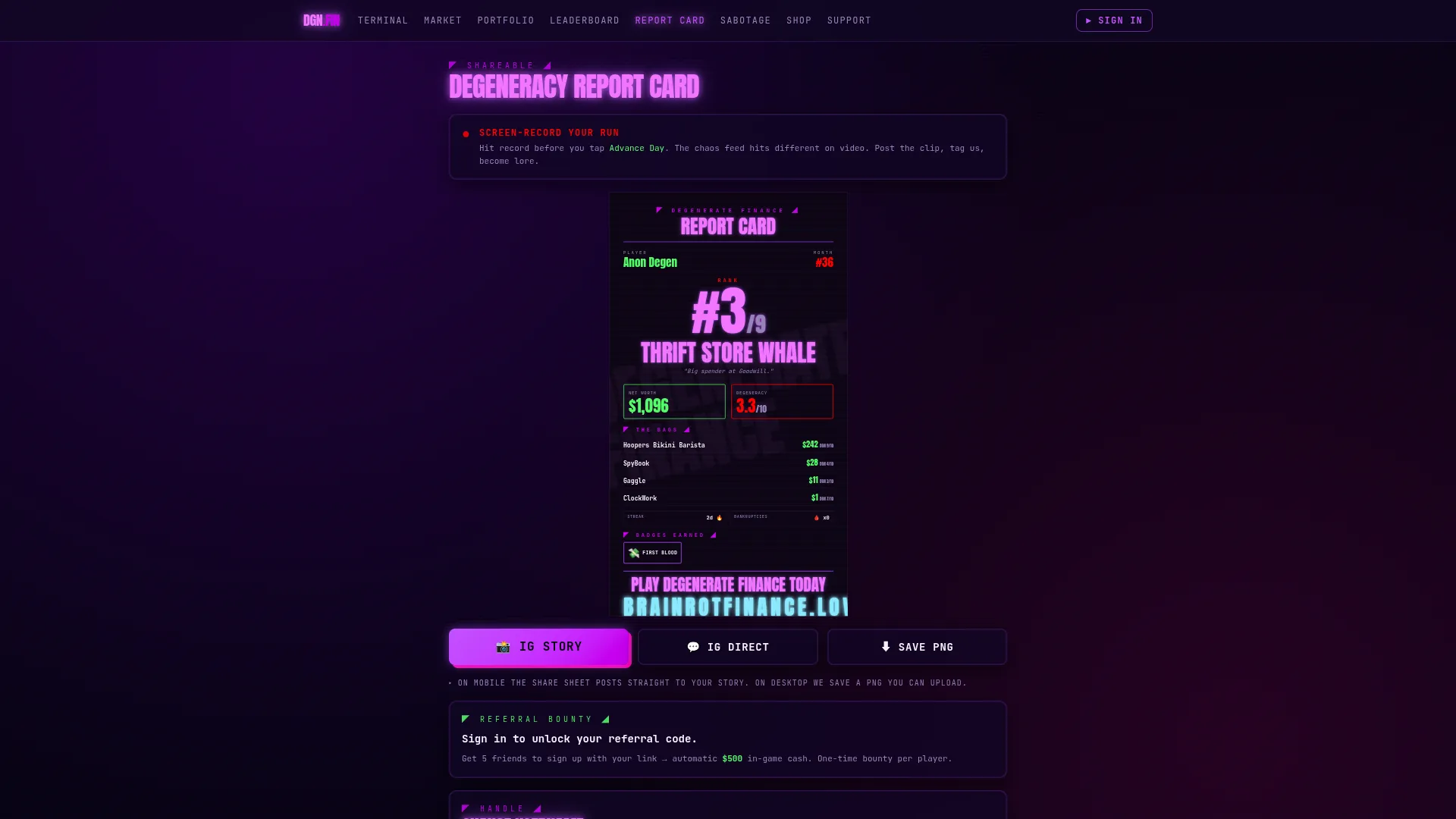 Degenerate Finance screenshot 2
