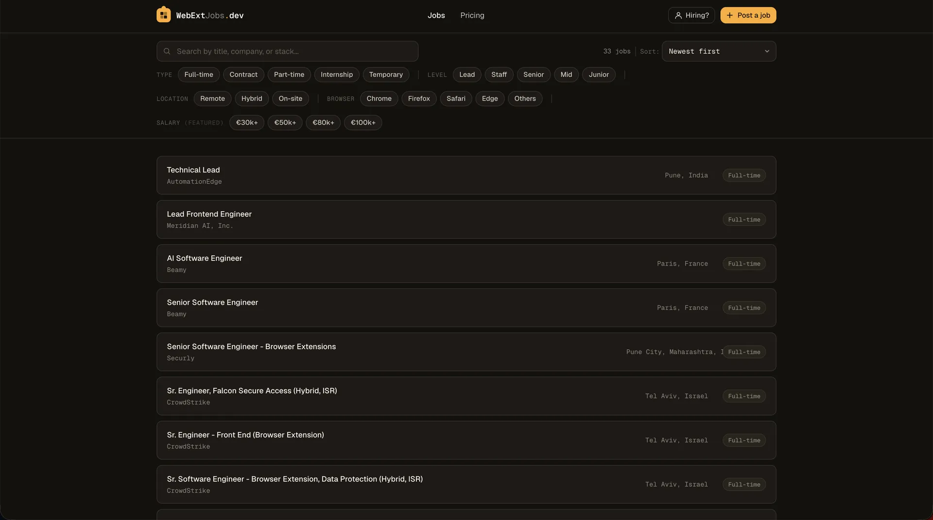WebExtJobs screenshot 2