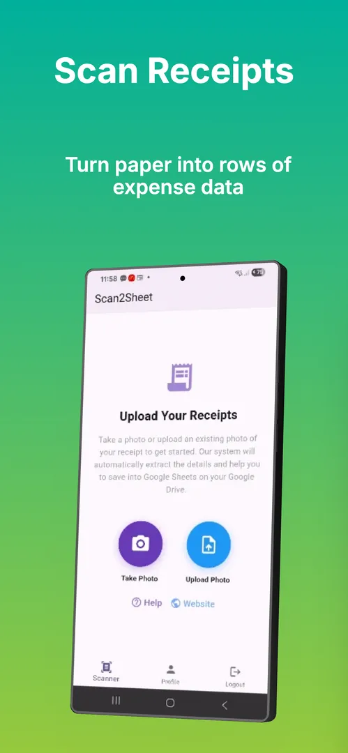 Scan2Sheet - AI Receipt Scanner screenshot 1