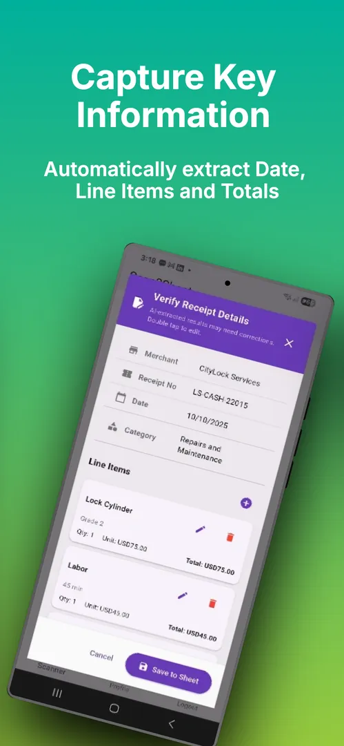 Scan2Sheet - AI Receipt Scanner screenshot 3