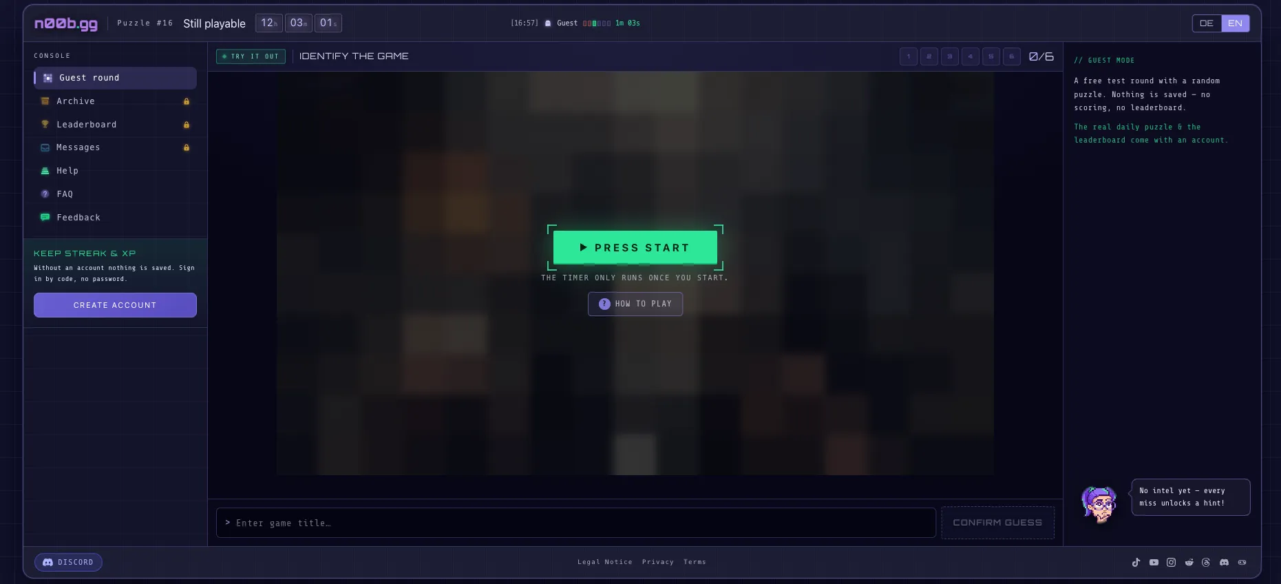n00bgg - Daily Gaming Challenge screenshot 1