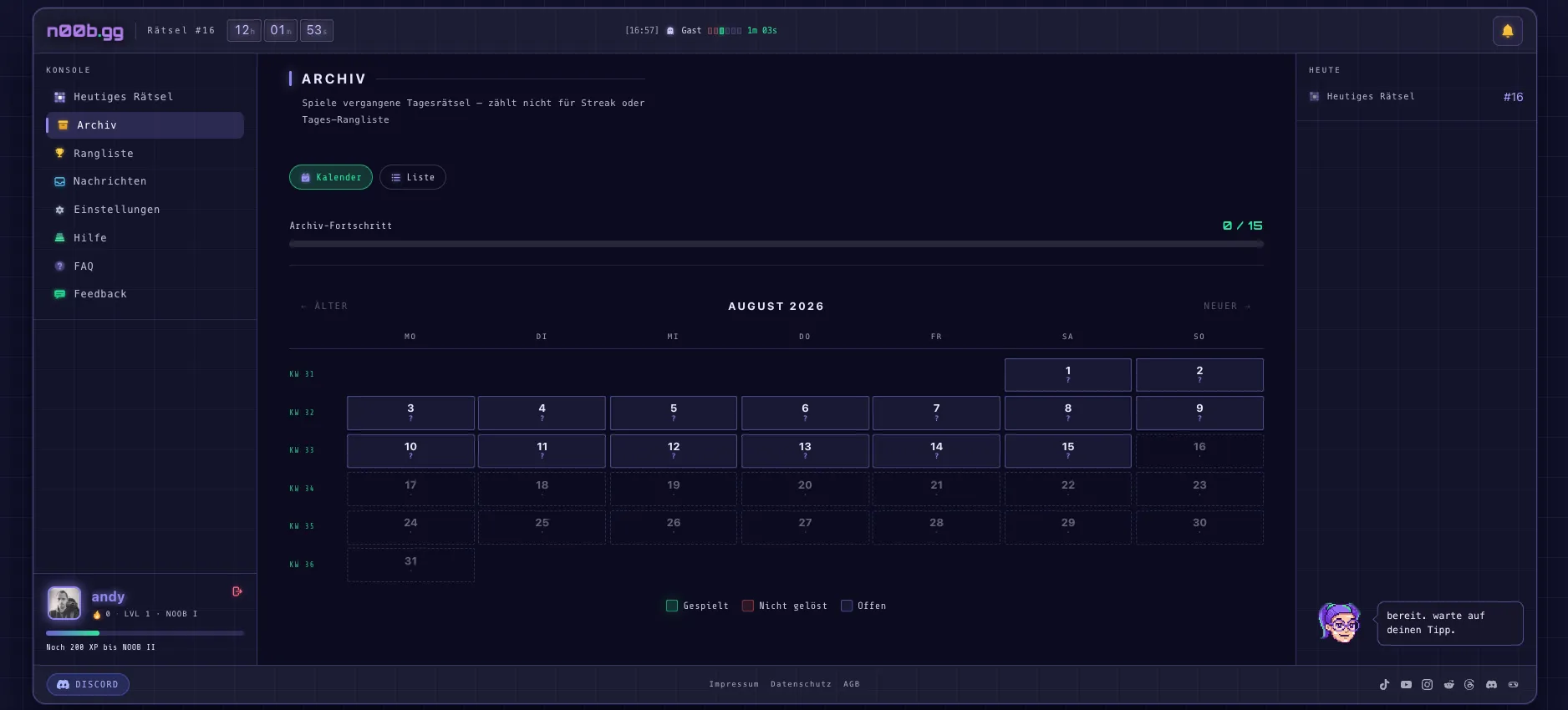 n00bgg - Daily Gaming Challenge screenshot 2