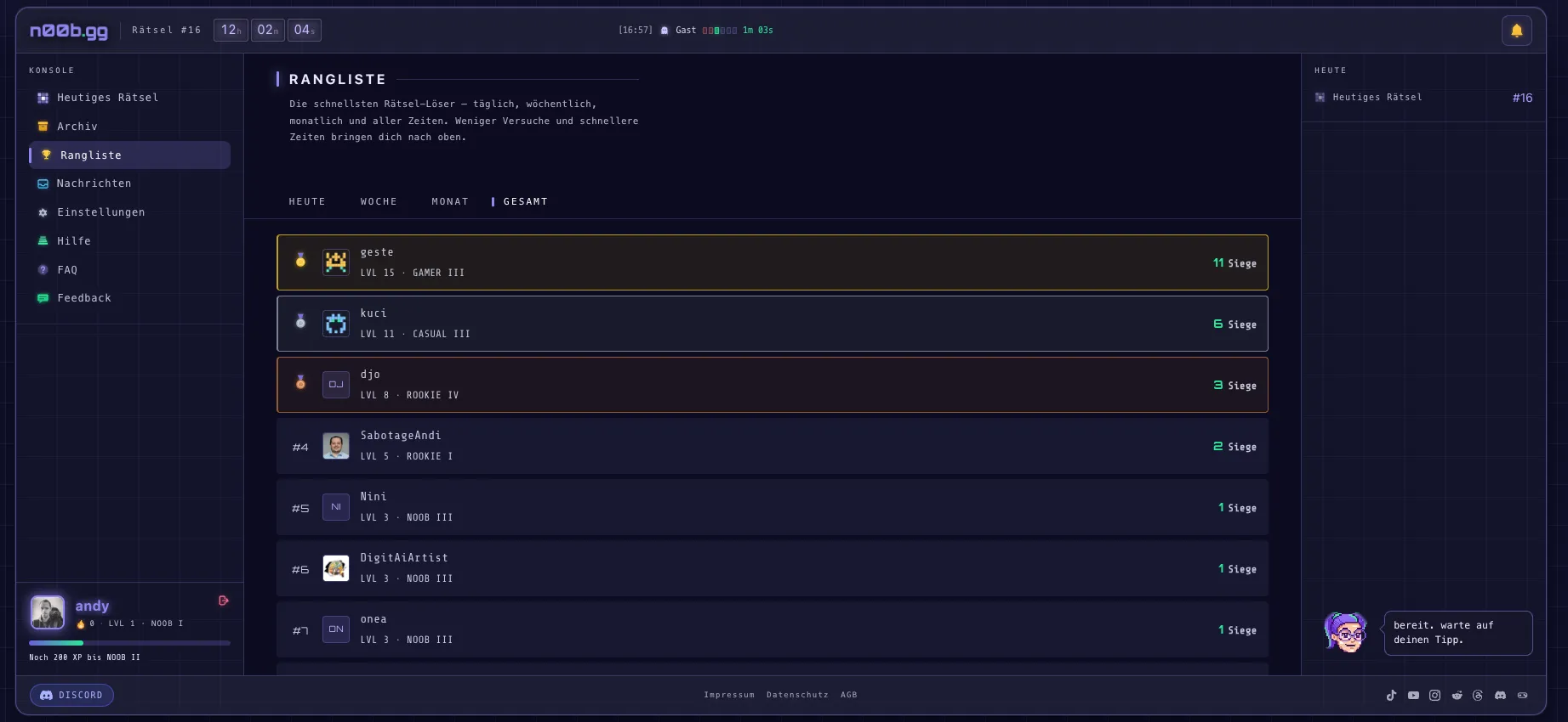 n00bgg - Daily Gaming Challenge screenshot 3