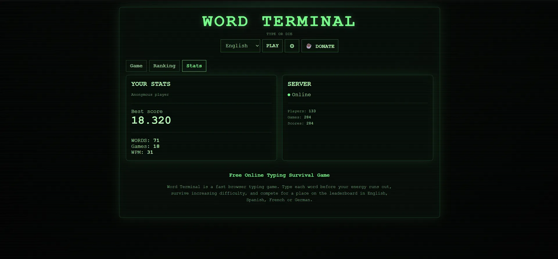 Word Terminal screenshot 1
