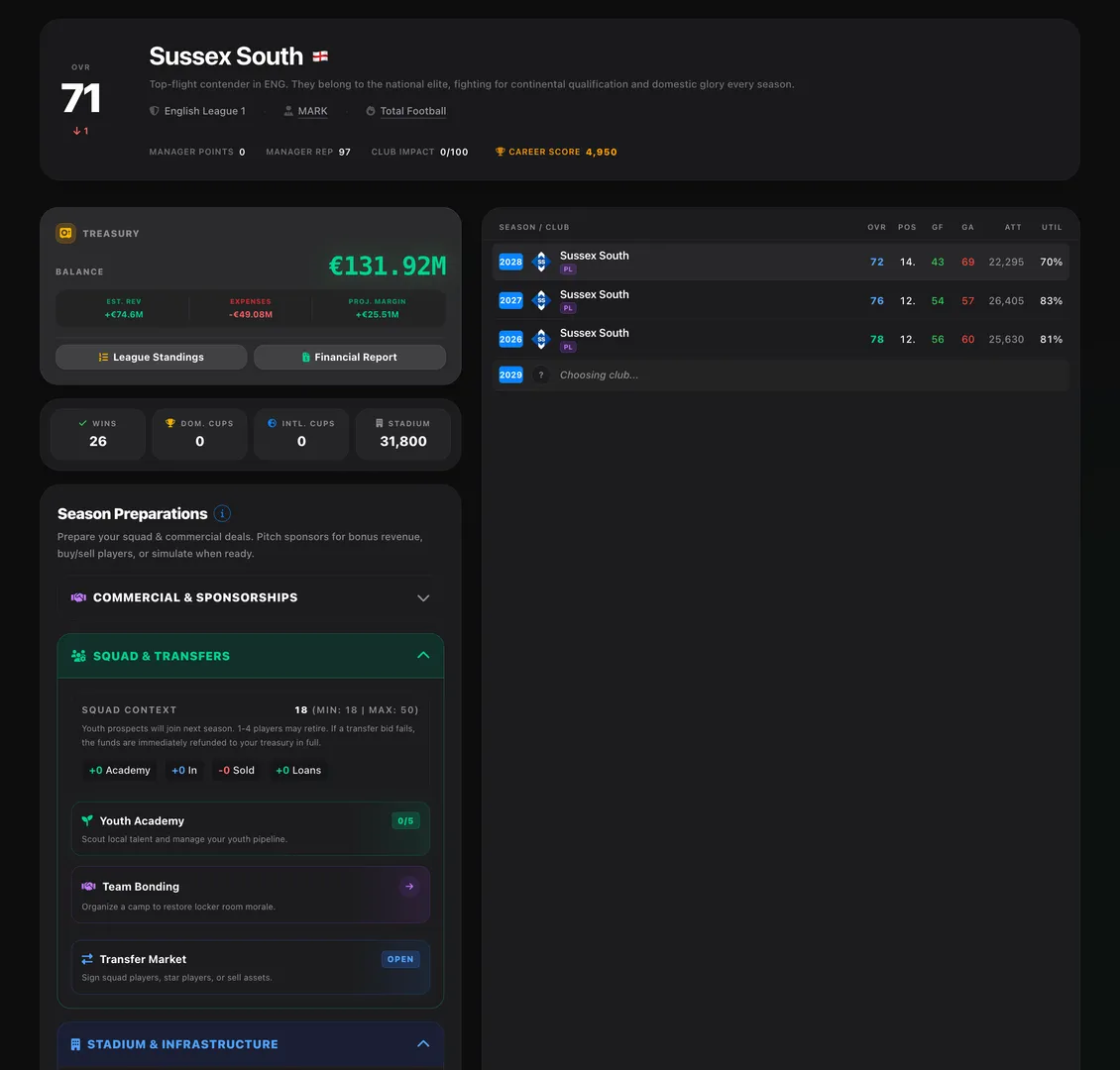 Football Career Simulator screenshot 1