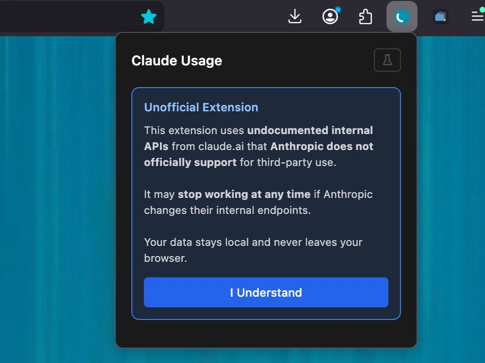 Firefox: claude-usage-monitor screenshot 2