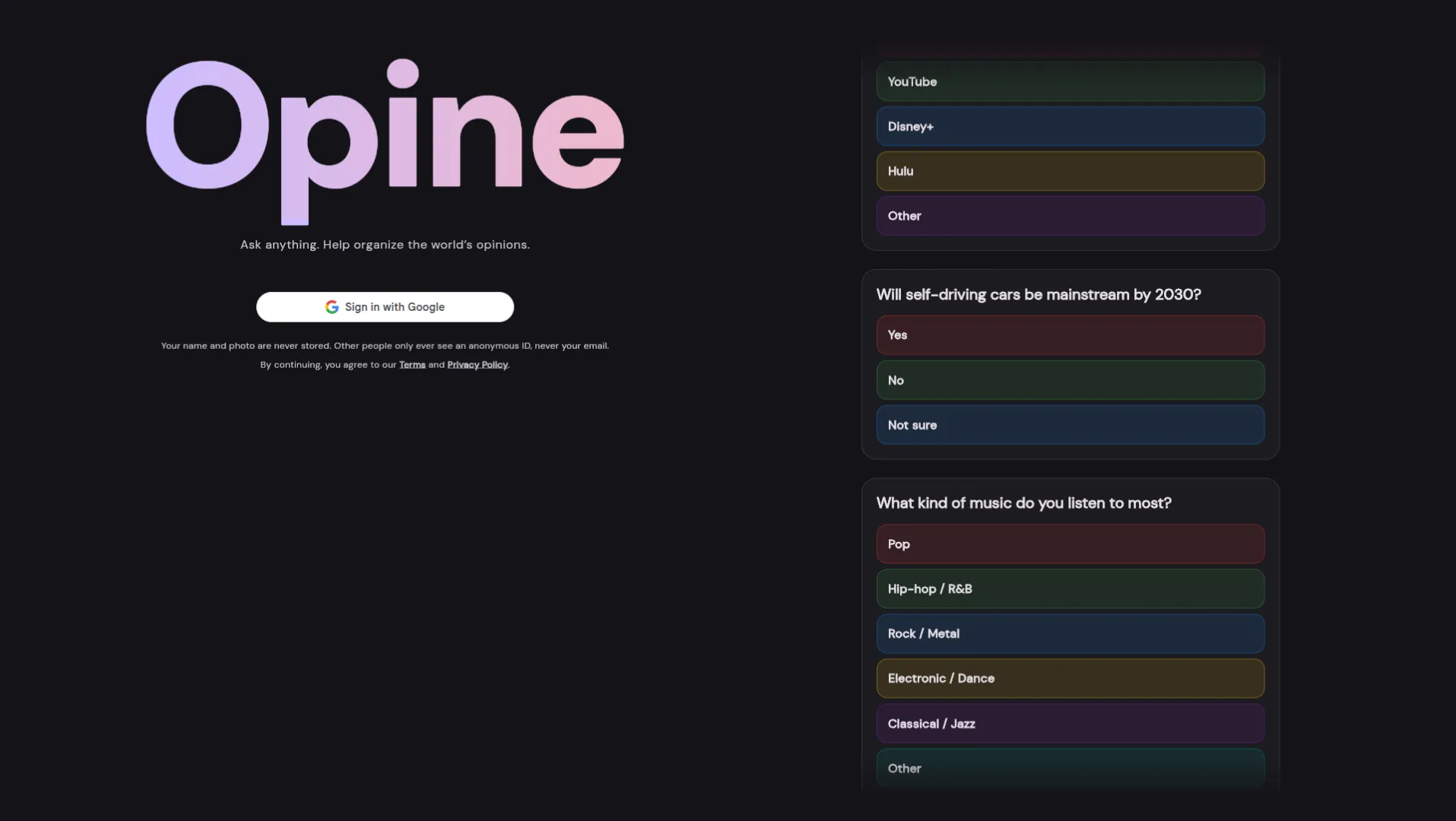 Opine screenshot 2