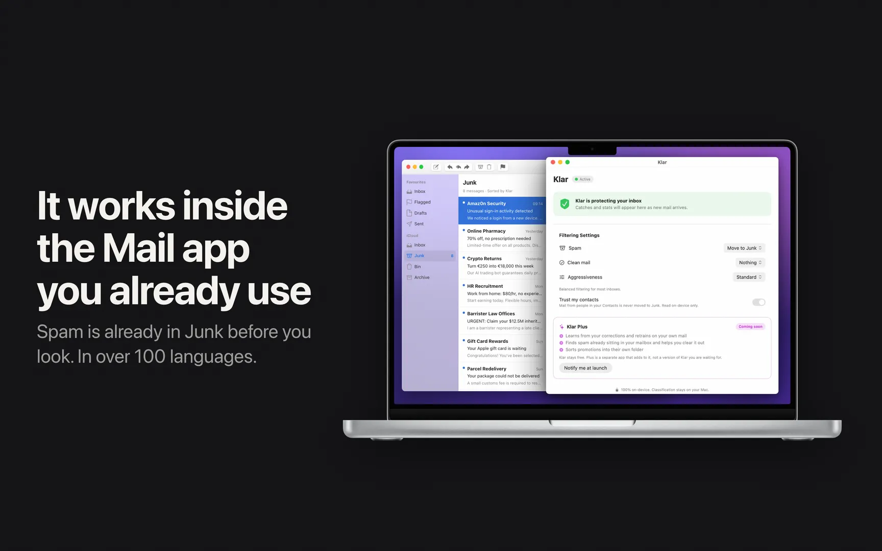 Klar: Spam filter for Apple Mail screenshot 2