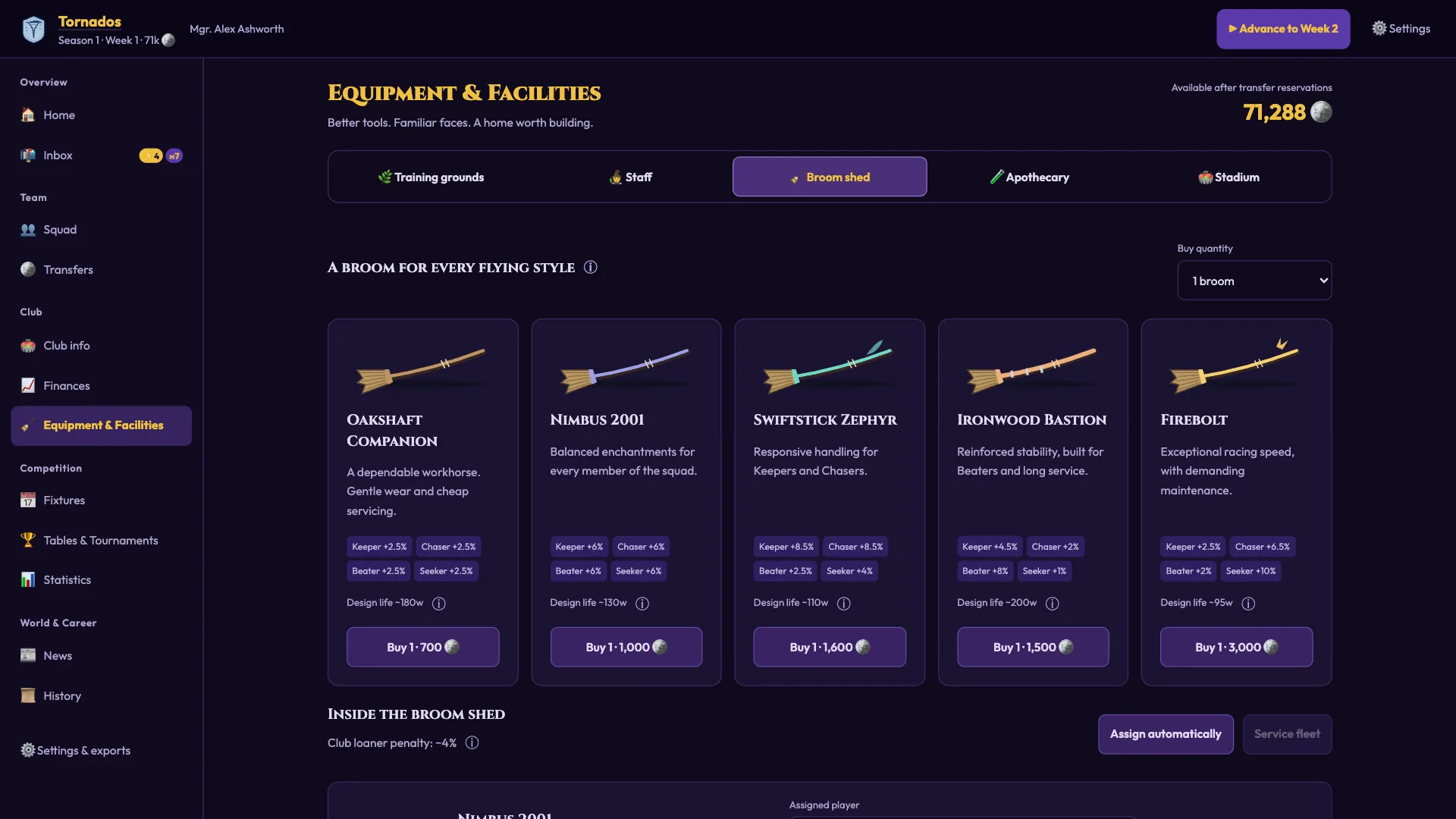 Quidditch Manager screenshot 1