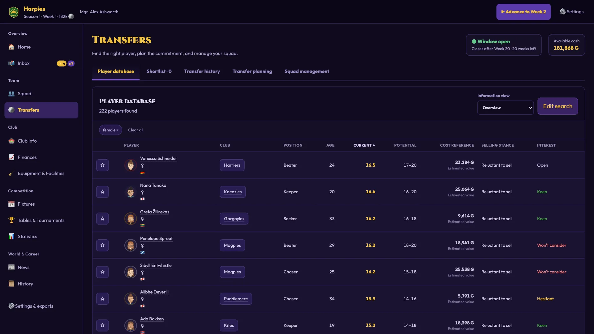 Quidditch Manager screenshot 3