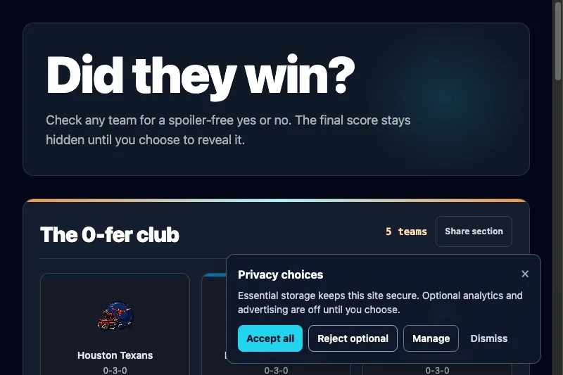 Has My NFL Team Won A Game screenshot 1