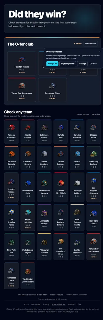 Has My NFL Team Won A Game screenshot 4