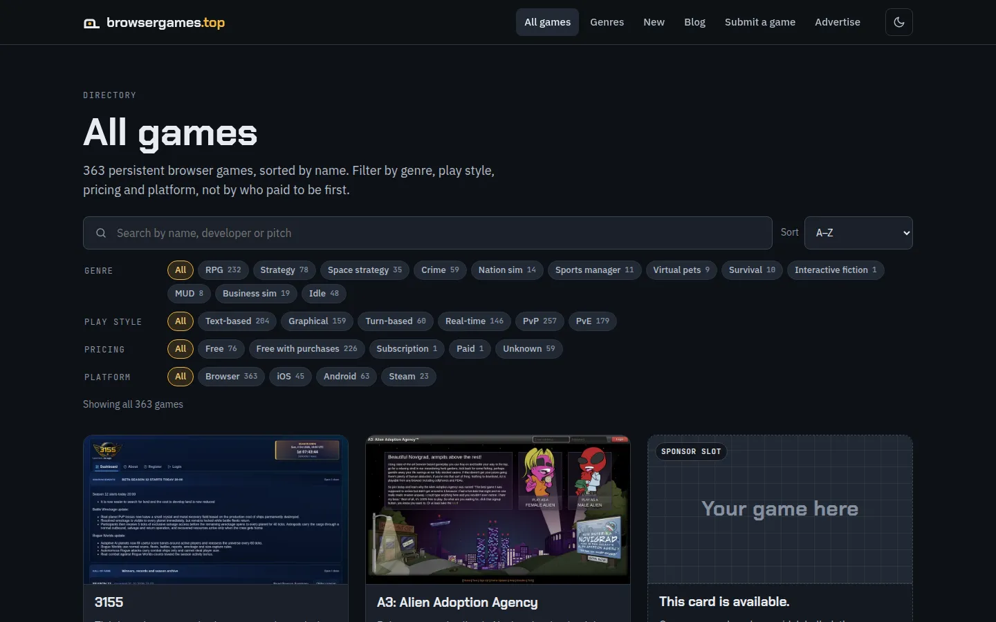 browsergames top screenshot 2
