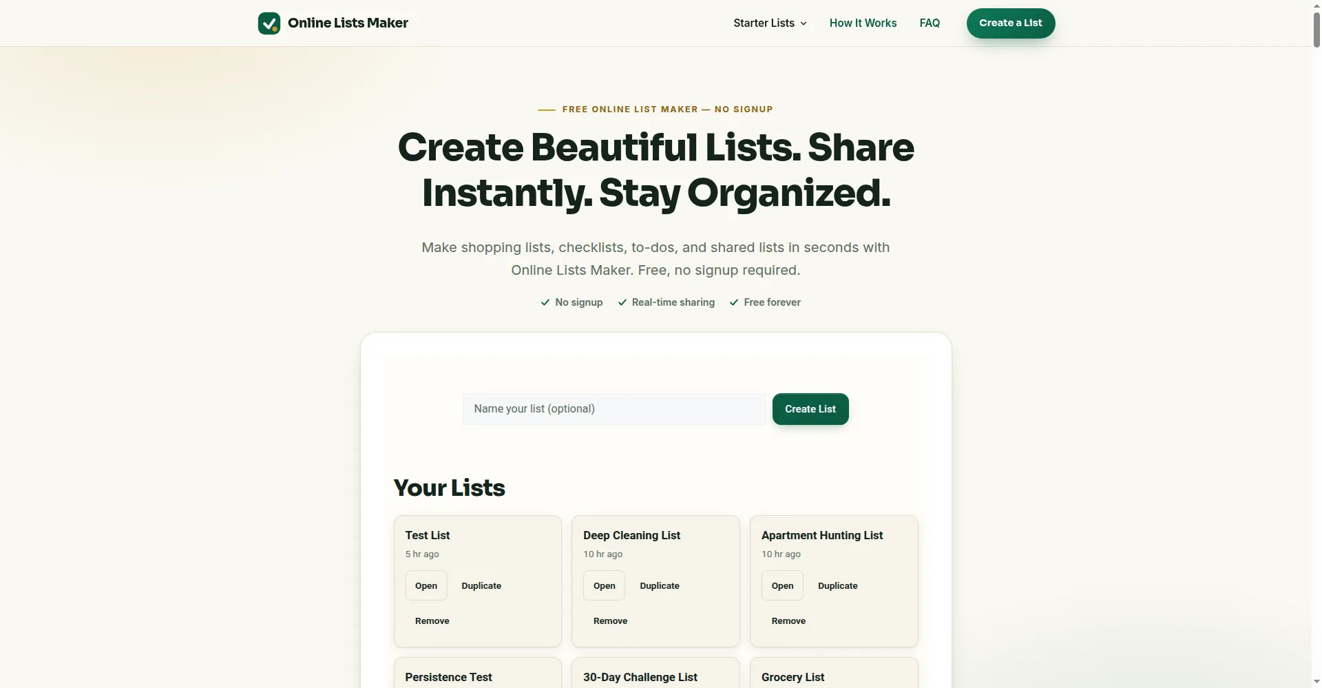 Online Lists Maker screenshot 1