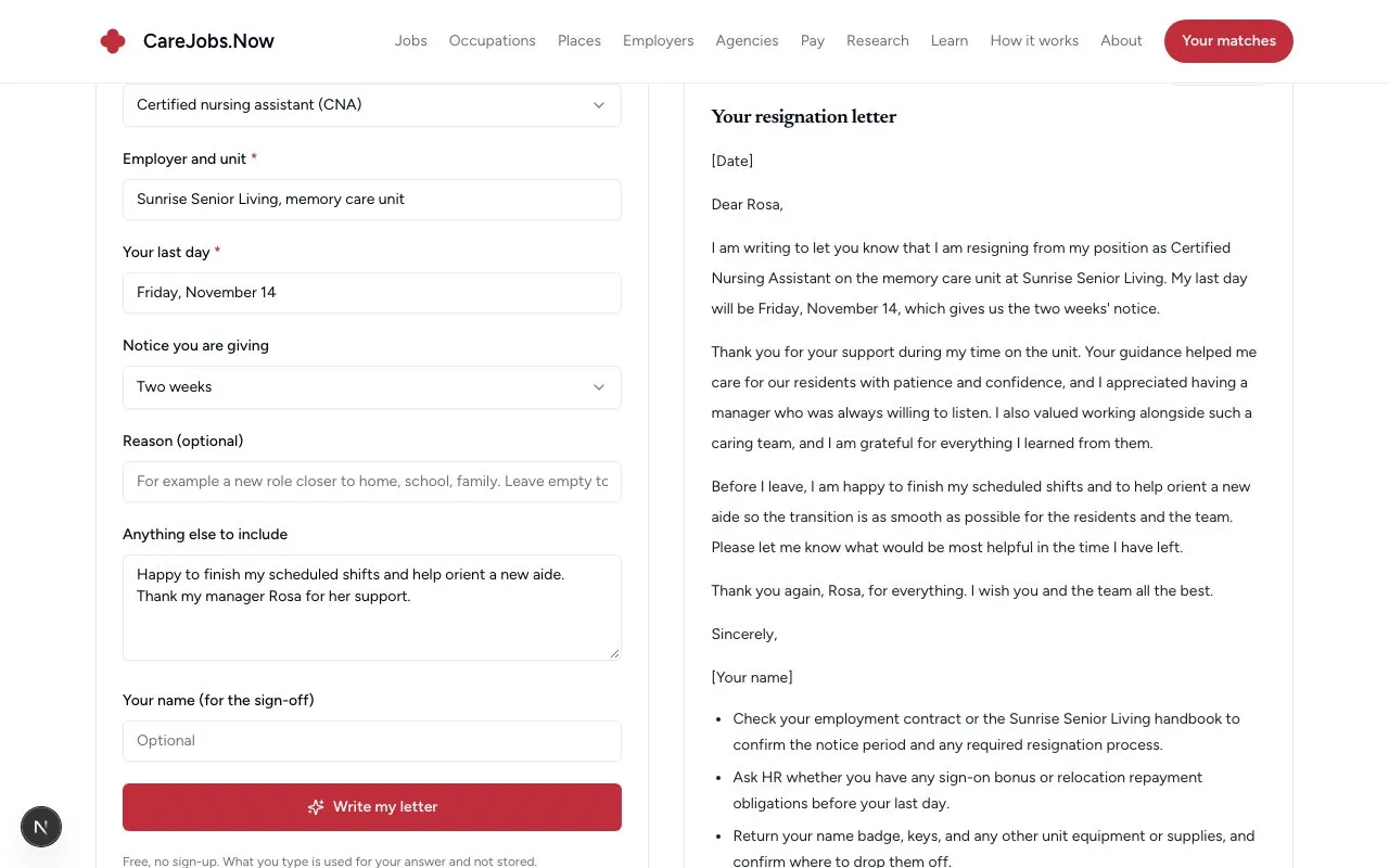 CareJobs Resignation Letters screenshot 1