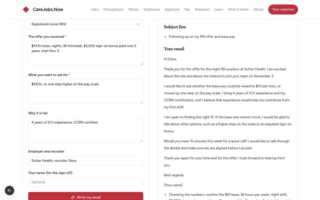 CareJobs Offer Email Writer screenshot 1