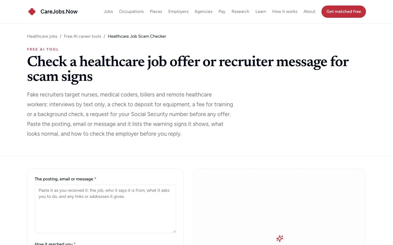 Healthcare Job Scam Checker screenshot 1