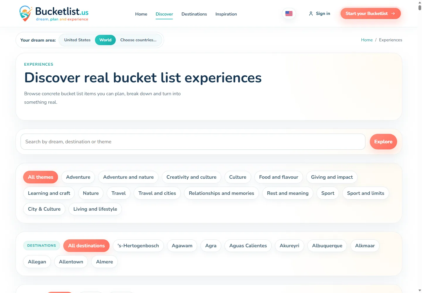 Bucketlist US screenshot 1